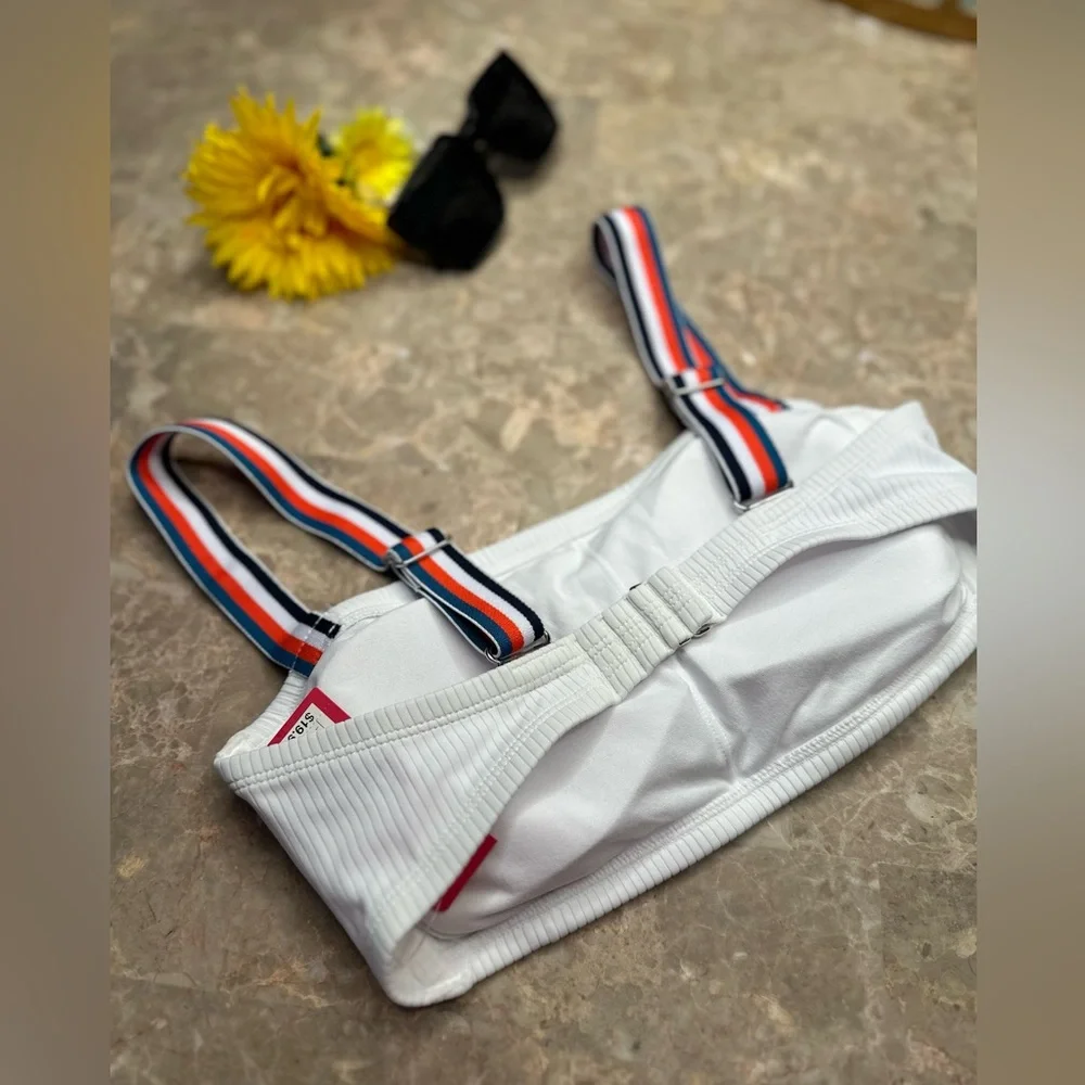 Juniors' Xhilaration Ribbed Bralette Bikini Top, White, swim top, D/DD, NWT - Picture 6 of 6